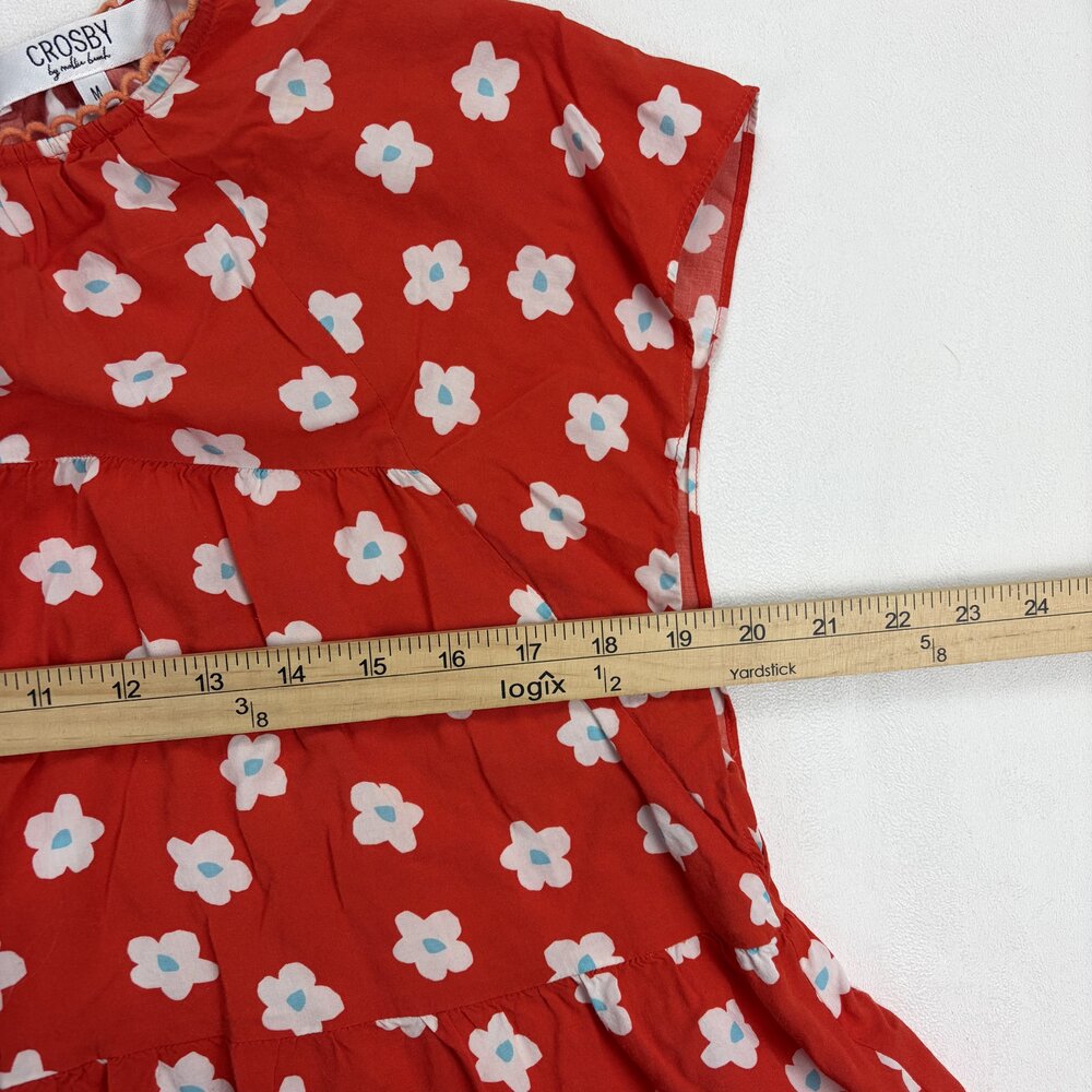 Crosby Red Floral‎ Tiered Babydoll Blouse Size M - Picture 10 of 11